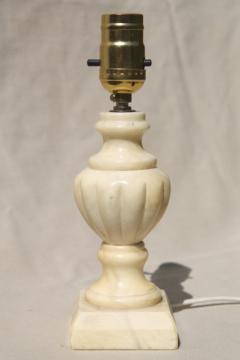 catalog photo of carved marble lamp, classical fluted column Italian alabaster stone table lamp