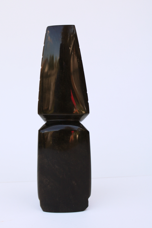 photo of carved stone onyx or obsidian figure, Aztec Mayan tiki god handmade in Mexico  #4