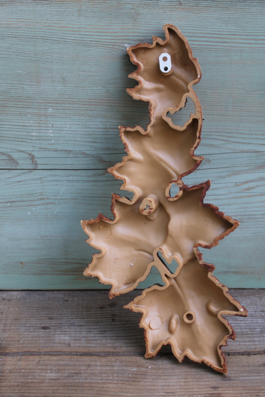 photo of carved wood look autumn leaves vintage Syroco plastic wall art, brown maple leaf plaque  #5