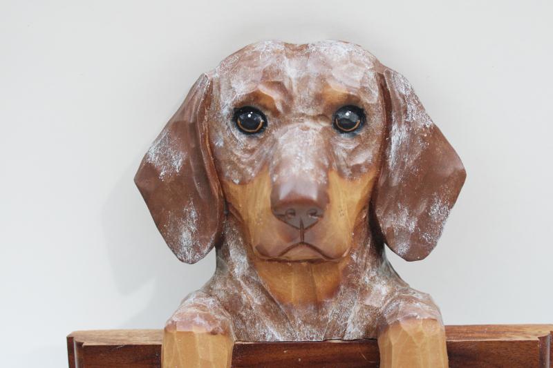 photo of carved wood wall rack beagle dog peg board to hold leashes or walking gear #2