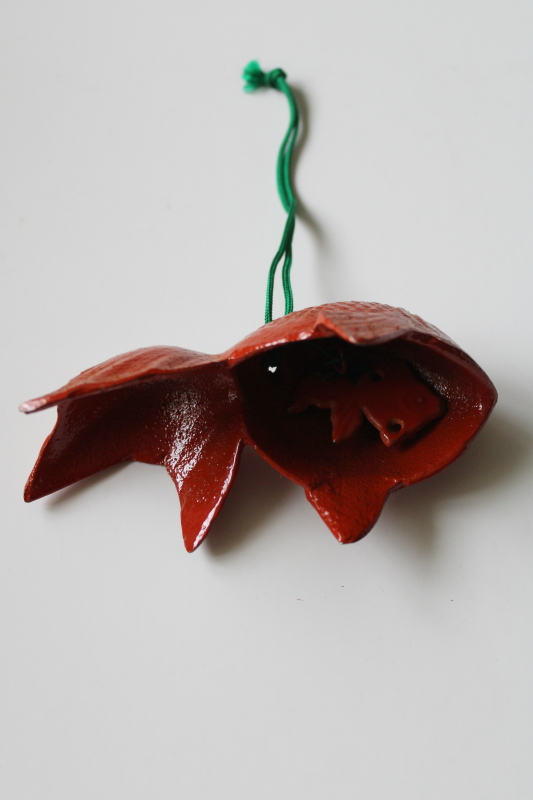 photo of cast iron bell lucky koi fish, goldfish good luck garden bell  #5