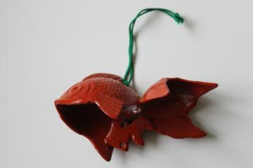 cast iron bell lucky koi fish, goldfish good luck garden bell 