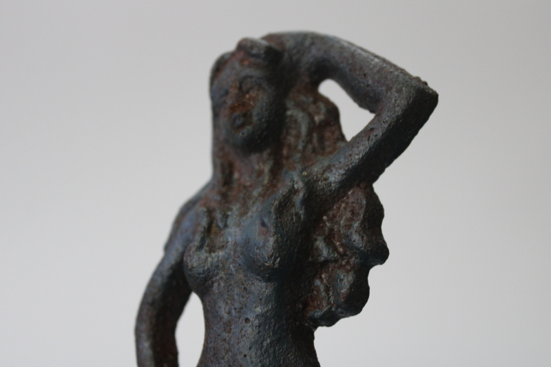 photo of cast iron mermaid hook wall hanger, vintage style rusty crusty coastal decor #4