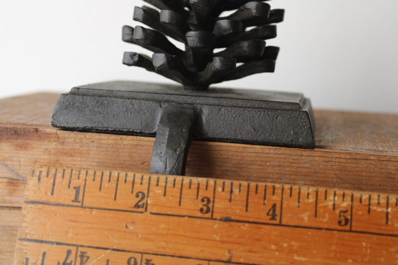 photo of cast iron pinecone Christmas stocking hanger or wreath holder, modern rustic holiday decor  #4