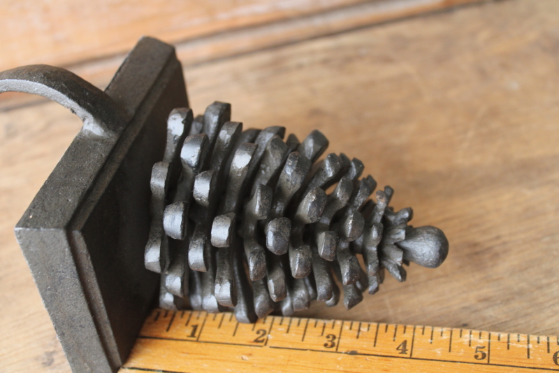 photo of cast iron pinecone Christmas stocking hanger or wreath holder, modern rustic holiday decor  #5