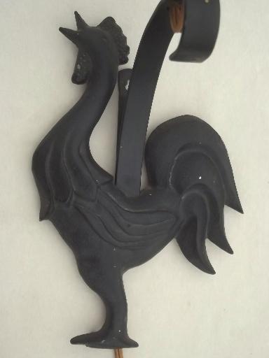 photo of cast metal rooster wall mount lamp, 40s - 50s vintage pin-up type light #3