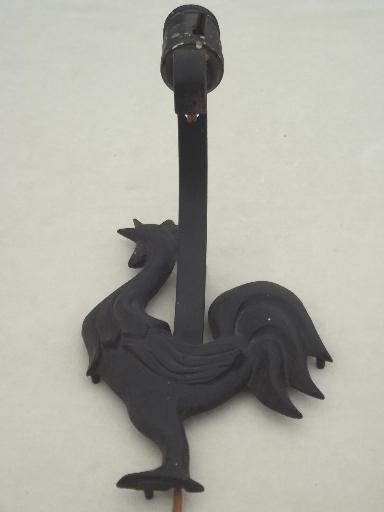 photo of cast metal rooster wall mount lamp, 40s - 50s vintage pin-up type light #5