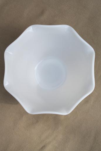 photo of cat tail pattern milk glass bowl, vintage Hazel Atlas cattail kitchen glass mixing bowl #4