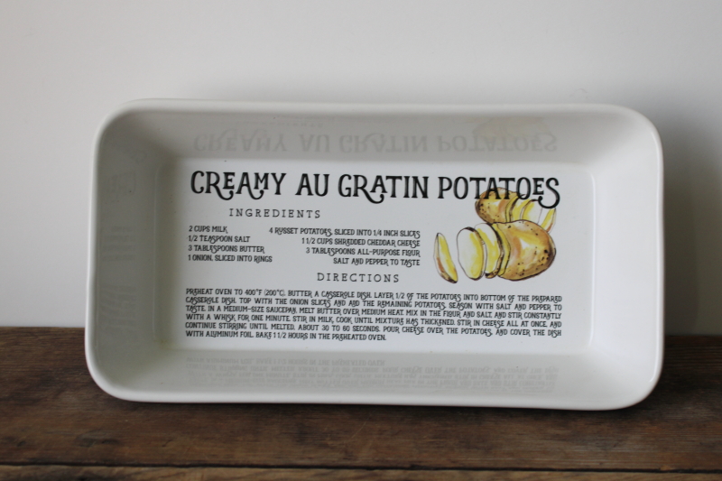 photo of ceramic baking dish Au Gratin Potatoes printed recipe, modern kitchen bakeware  #1
