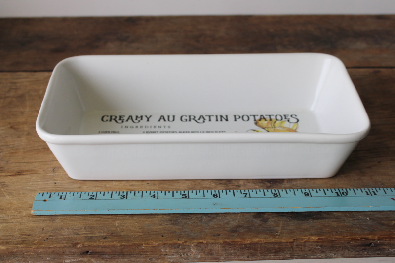 photo of ceramic baking dish Au Gratin Potatoes printed recipe, modern kitchen bakeware #2