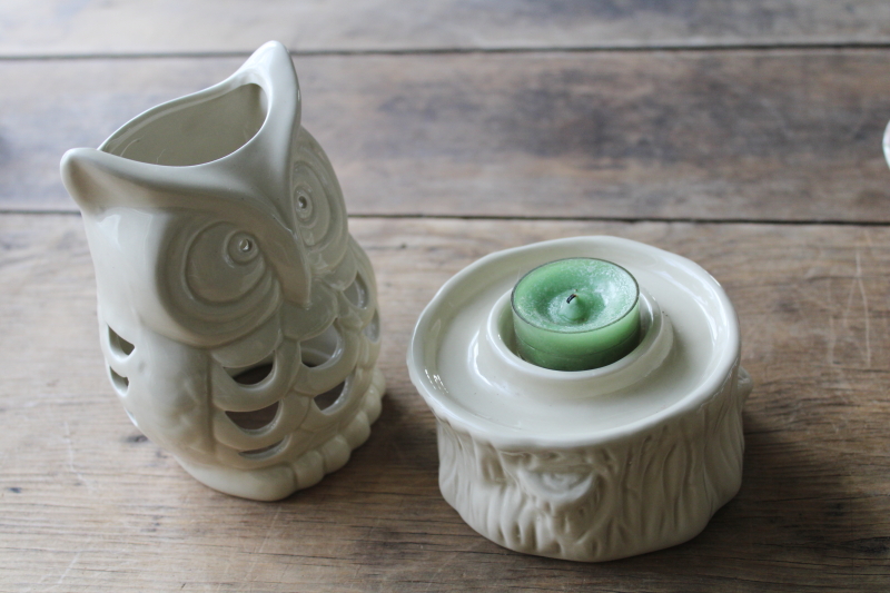 photo of ceramic owl luminary fairy light, Yankee Candle candle holder w/ lamp shade  #4