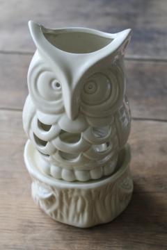 ceramic owl luminary fairy light, Yankee Candle candle holder w/ lamp shade 