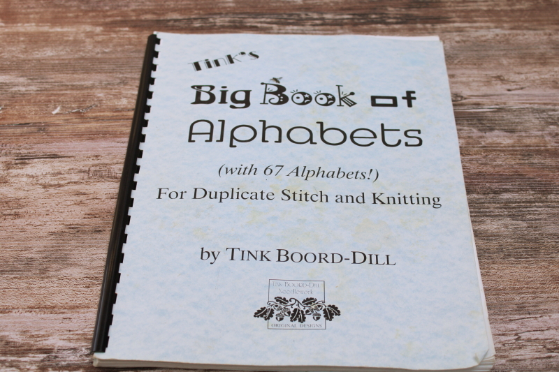 photo of charted alphabets for needlework, letters in 60 plus styles for knitting duplicate stitch #1