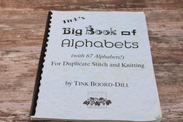 catalog photo of charted alphabets for needlework, letters in 60 plus styles for knitting duplicate stitch