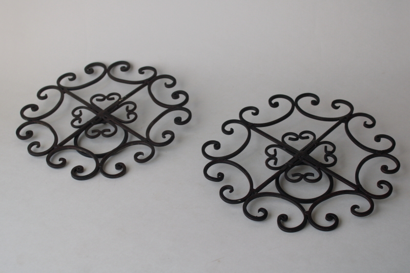 photo of chateau style wrought iron hardware, ornamental medallions w/ rings, oversize door pulls wall decor  #6