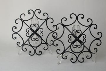 catalog photo of chateau style wrought iron hardware, ornamental medallions w/ rings, oversize door pulls wall decor 