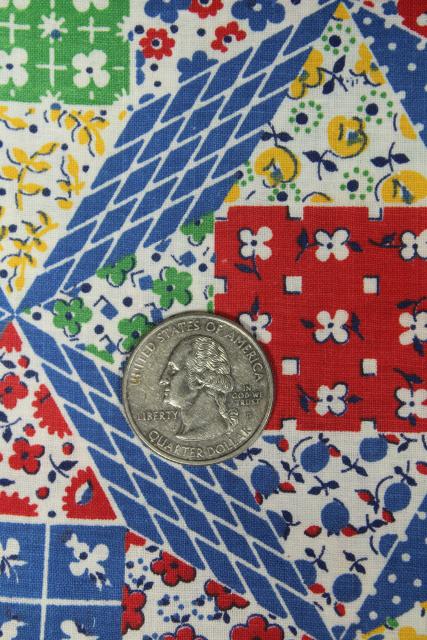 photo of cheater patchwork calico print cotton quilt fabric, 1950s or 1960s vintage #2