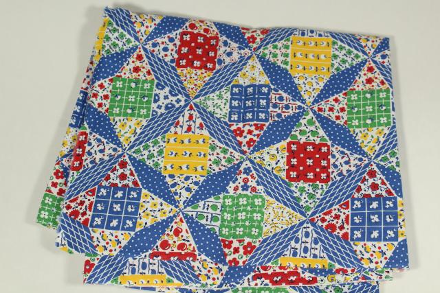 photo of cheater patchwork calico print cotton quilt fabric, 1950s or 1960s vintage #3