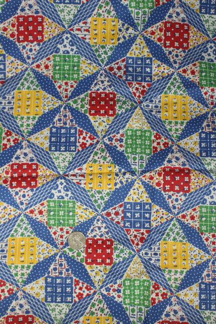 photo of cheater patchwork calico print cotton quilt fabric, 1950s or 1960s vintage #5