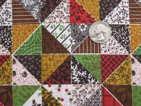 photo of cheater patchwork quilt print cotton quilting fabric, vintage 36'' w #1