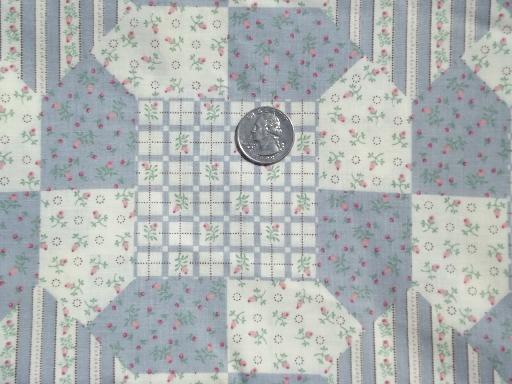 photo of cheater quilt patchwork print cotton, 80s Fabric Traditions blue and pink #1