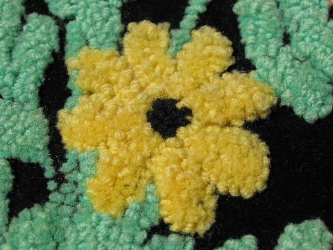 photo of chenille embroidery on velvet, vintage boudoir pillows lot, down & cotton filled #4