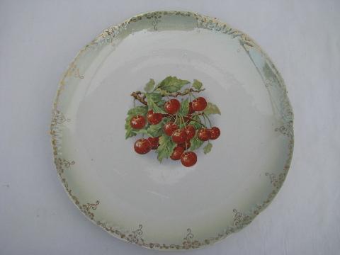 photo of cherries, antique vintage shabby china plate #1