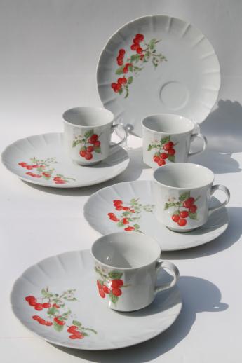 photo of cherries print china snack sets, Toscany marischino cherry tea cups w/ plates #1