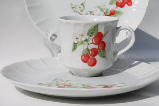 photo of cherries print china snack sets, Toscany marischino cherry tea cups w/ plates #2