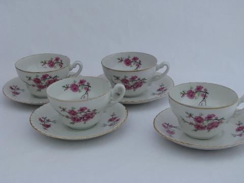 photo of cherry blossom vintage china cups & saucers, japan #1