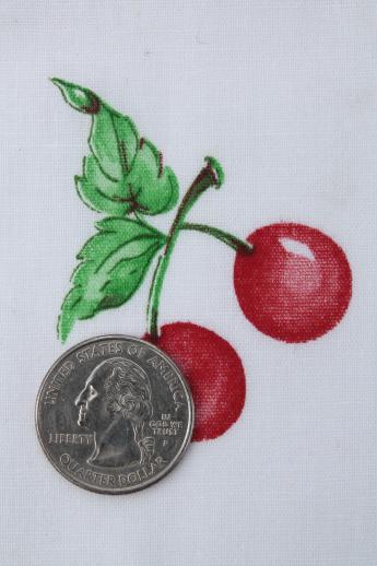 photo of cherry bunch print cotton quilting fabric w/ red cherries, green leaves on white #2