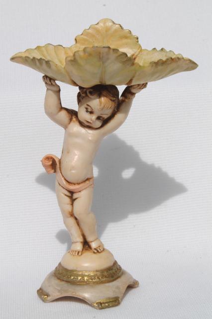 photo of cherubs & baby angels Depose Italy vintage composition plastic egg shaped boxes & stands for eggs #15