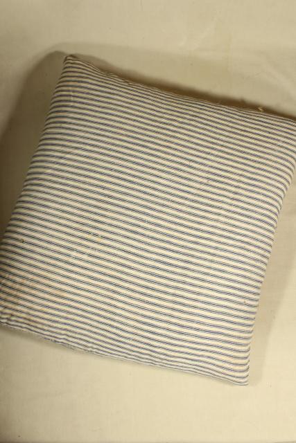 photo of chicken feather pillows in primitive grubby vintage cotton ticking #6