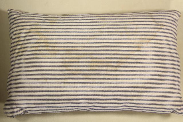 photo of chicken feather pillows in primitive grubby vintage cotton ticking #8