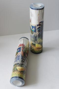 catalog photo of chickens, rooster, hen & chicks print wallpaper border 2 sealed rolls rare discontinued Chesapeake print 