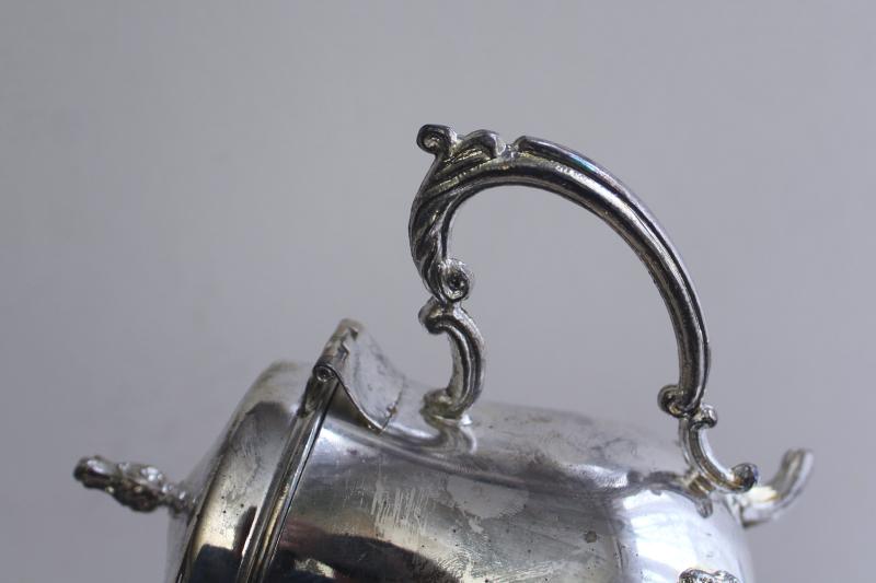 photo of child's size vintage silver plated tea pot set, tea party toy doll dishes #9