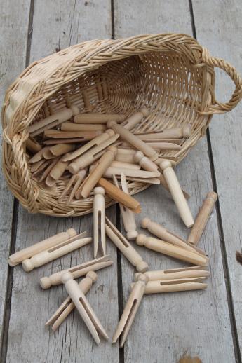 photo of child's size vintage wicker laundry basket for wash day, washing doll clothes #1