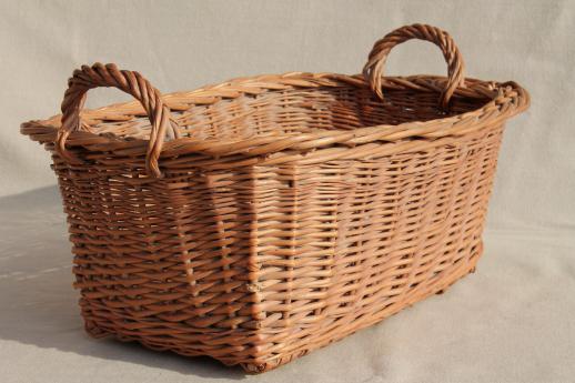 child's size vintage wicker laundry basket for wash day, washing doll ...