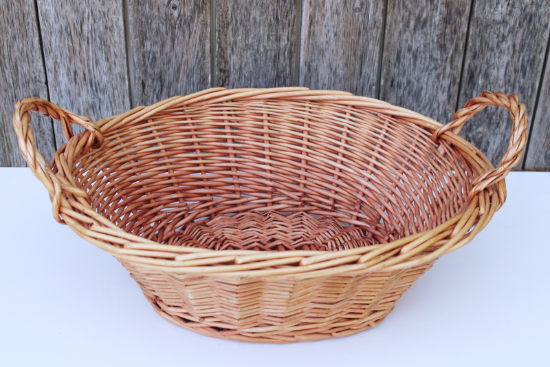 photo of childs size vintage wicker laundry basket, french country rustic decor #1