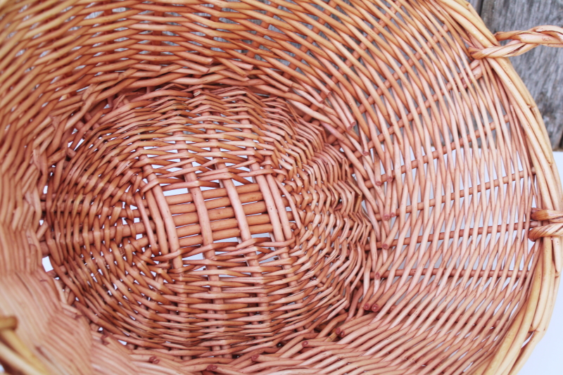 photo of childs size vintage wicker laundry basket, french country rustic decor #3