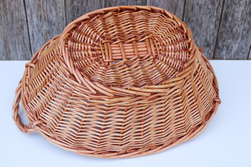photo of childs size vintage wicker laundry basket, french country rustic decor #4