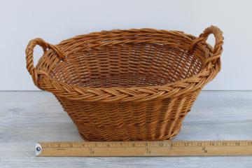 childs size vintage wicker laundry basket, rustic farmhouse style gathering basket