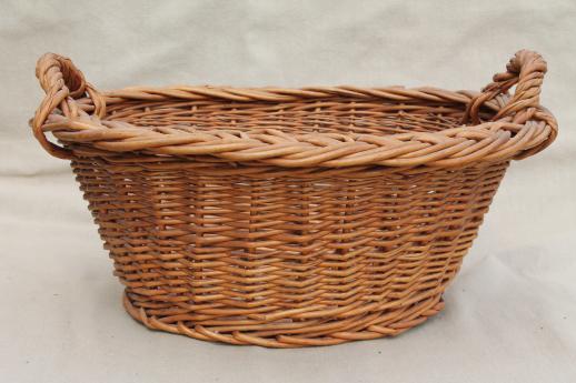 photo of child's size vintage wicker laundry baskets for washing doll clothes on wash day #5