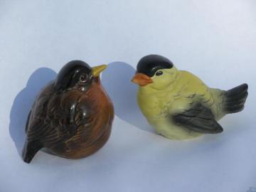 catalog photo of china bird figurines, goldfinch & robin birds, vintage Goebel