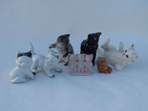 photo of china cats & kittens figures, lot of kitty cat figurines & miniatures, vintage Japan #1