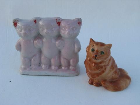 photo of china cats & kittens figures, lot of kitty cat figurines & miniatures, vintage Japan #3