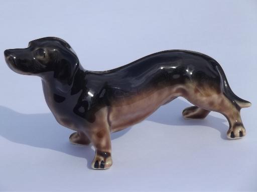 photo of china dachshund dog figurine, 1950s-60s vintage ceramic figure #1