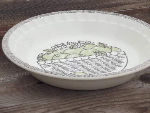 photo of china pie plate w/ Strawberry Pie recipe, vintage ceramic pie pan #2