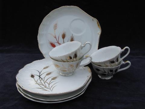 photo of china tv snack or luncheon sets, wheat pattern, vintage Japan #1