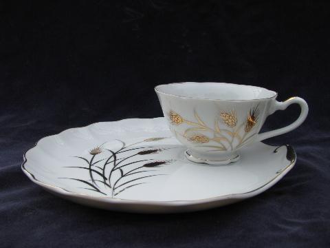 photo of china tv snack or luncheon sets, wheat pattern, vintage Japan #2